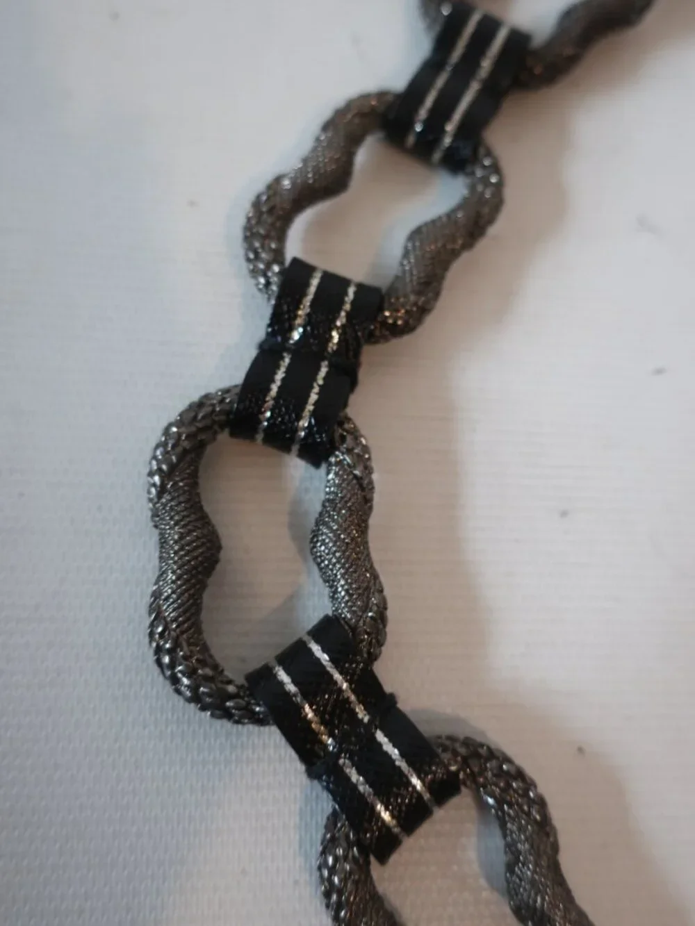Womens Unbranded Silver Black Metal Python Snake Head Chain Link Waist Belt M